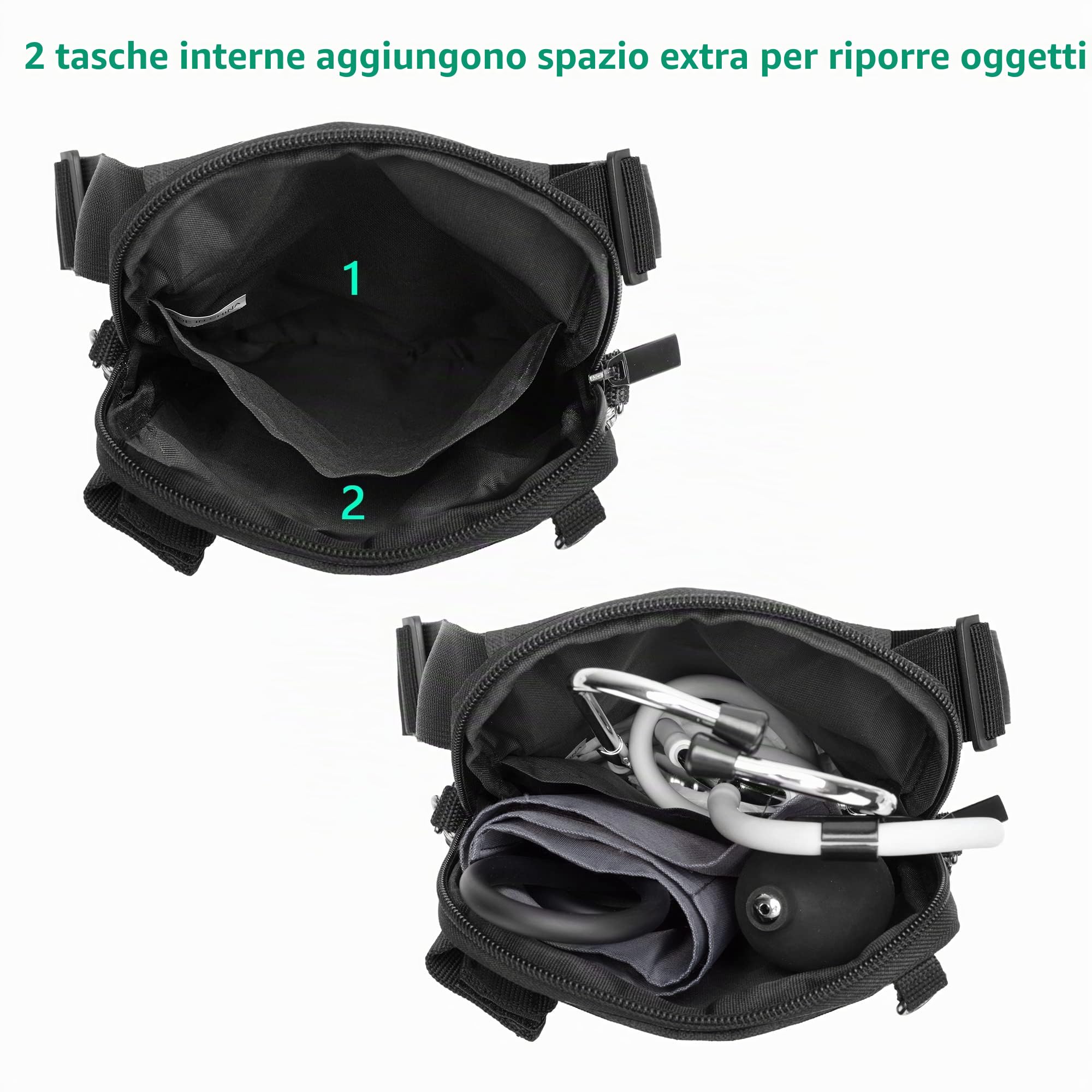 Trunab Organizer Infermiere Borsa con Tasche Multiple, Marsupio con Cintura Regolabile per Fonendoscopio, Forbici e Accessori, Grigio