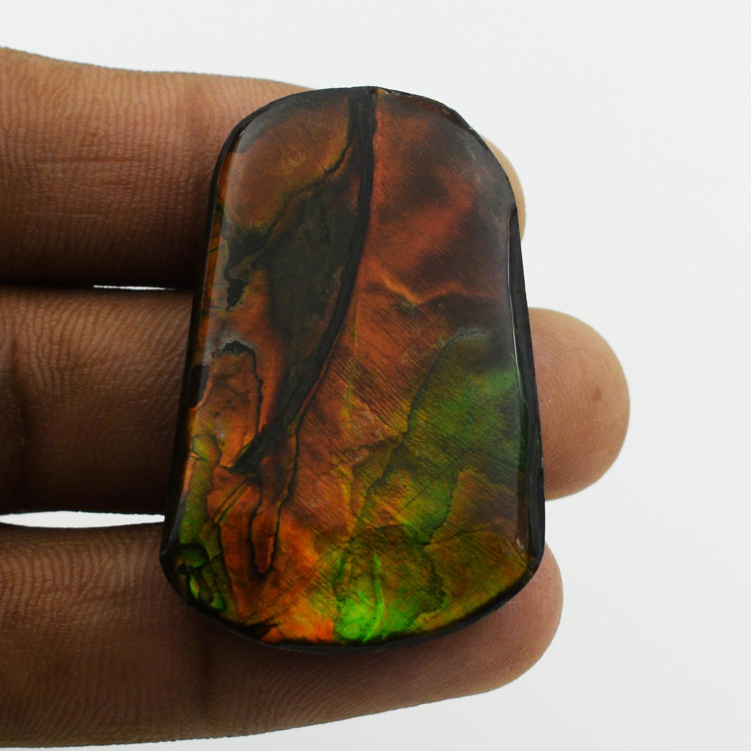 Genuine Ammolite Fancy Cabochon – 7.99 Ctw 45x27x6 mm Iridescent Loose Gemstone for Wire Wrap Jewelry, Fossil Display, Artisanal Craft & Energy Tools image 4