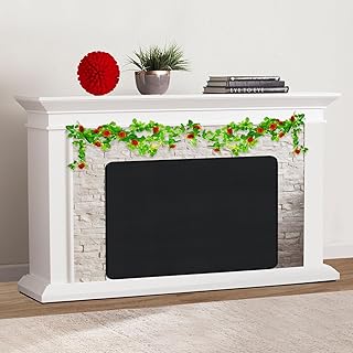 Magnetic Fireplace Cover, Draft Stopper for Brick Fireplace, Fireplace Flue Blocker with 16 Pieces Strong Magnets, Indoor Fireplace Blanket for Heat Loss, Winter and Summer, Black, 36x20 Inches