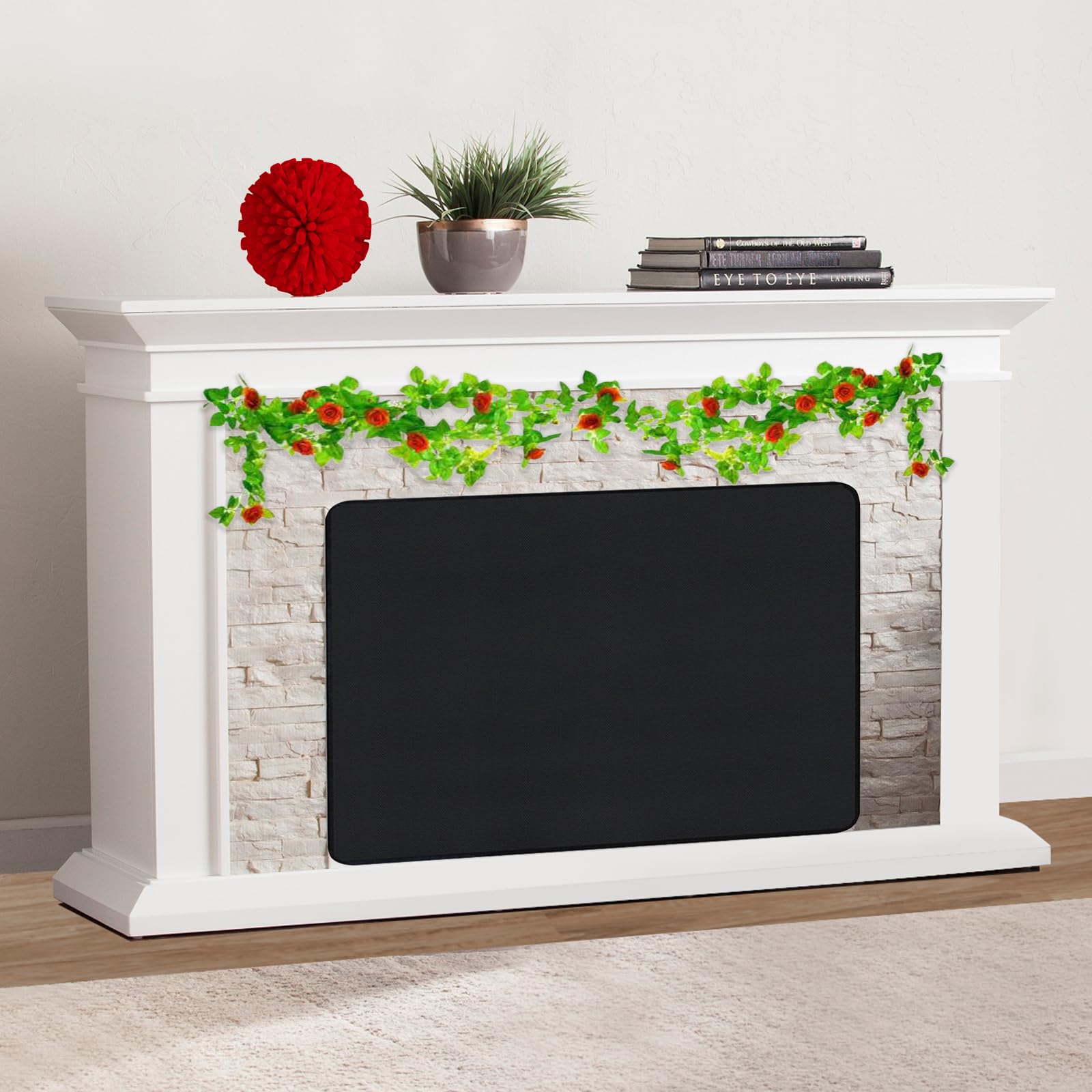 Magnetic Fireplace Cover, Draft Stopper for Brick Fireplace, Fireplace Flue Blocker with 16 Pieces Strong Magnets, Indoor Fireplace Blanket for Heat