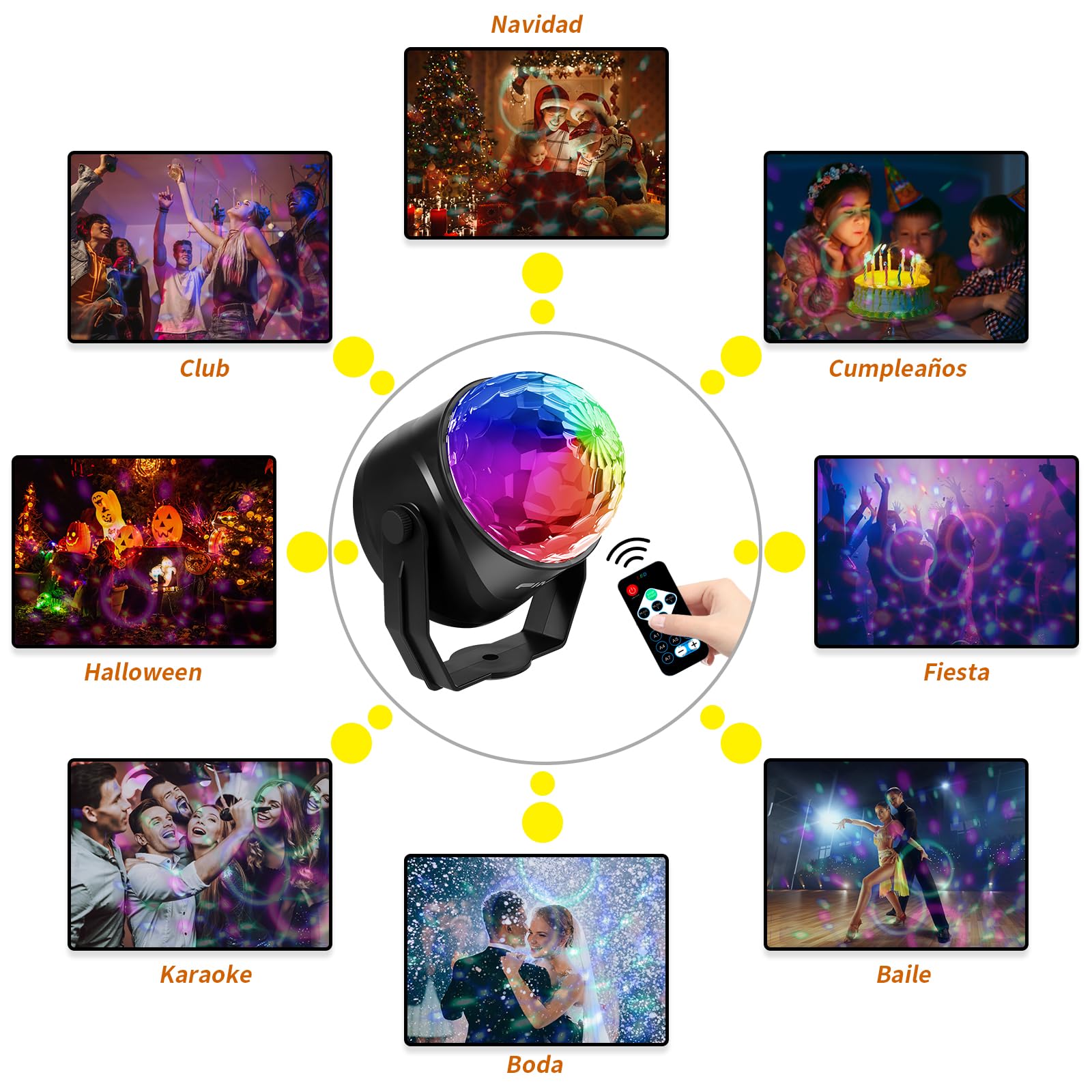 FIMEI Luces Discoteca 2 PCS, Bola Discoteca Activadas por Sonido con Control Remoto Iluminacion Discoteca 7 Colores RGB Mágica Iluminación de Efecto para KTV Navidad Fiesta Boda Discoteca DJ