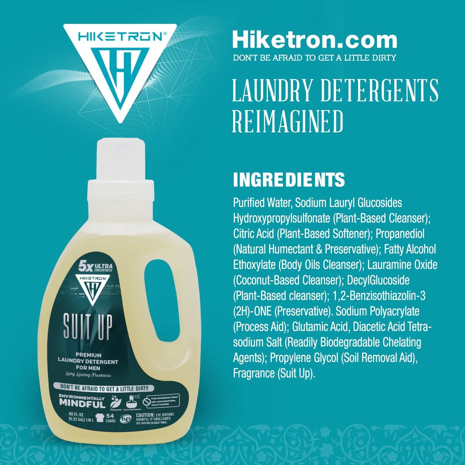 Hiketron Suit Up Liquid Laundry Detergent, 5x Ultra Concentrated, Tough Stains Remover, Long Lasting Masculine Scent (80 Fl Oz, Pack of 1)