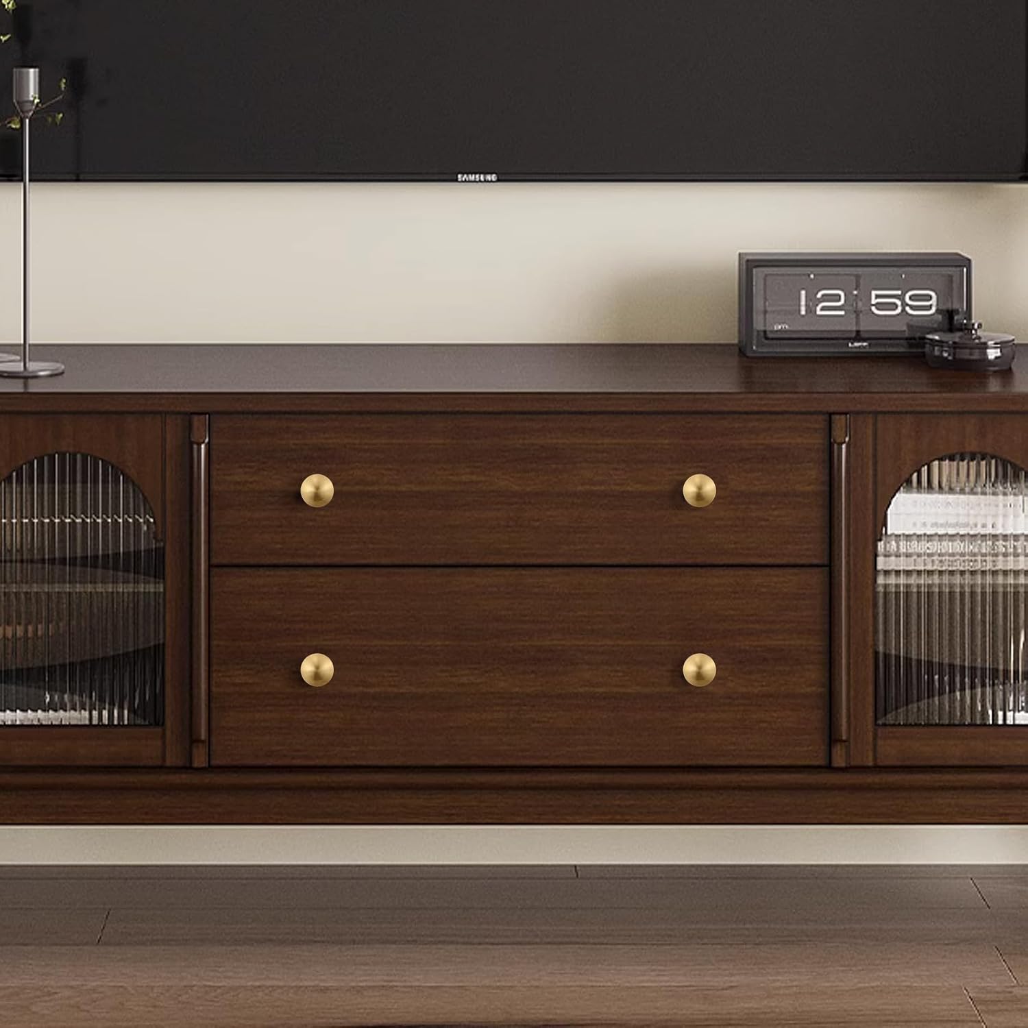 2pcs Solid Brass Cabinet Knobs Pulls Cabinet Drawer Dresser Gold knobs Modern Handles(1.26"x1.18"/32mmx30mm), Shaped Cabinet, Brushed