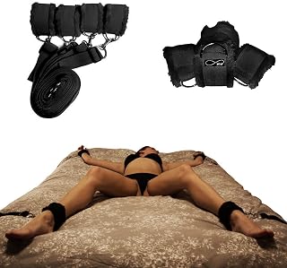 Dimlan Premium Bed Restraint System Kit Medical Grade Strap with Soft Furry Comfortable Wrist and Ankle Cuffs
