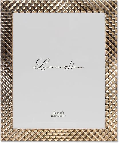 Miniatura 6 de Lawrence Frames Marco de fotos de metal pulido con patrón de diamante, 4 x 6, dorado