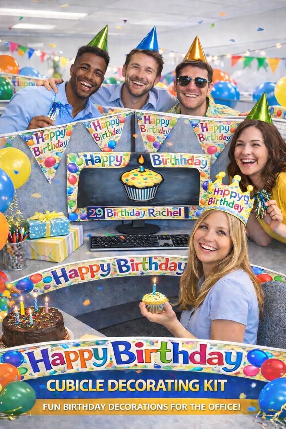 Office Birthday Decorations | Cubicle Decorating Kit | Birthday Parties Decorations | Office Party Celebrations | Birthdays Party Decorating Kits | Feliz Cumpleanos Decoration | Birthdays Signs