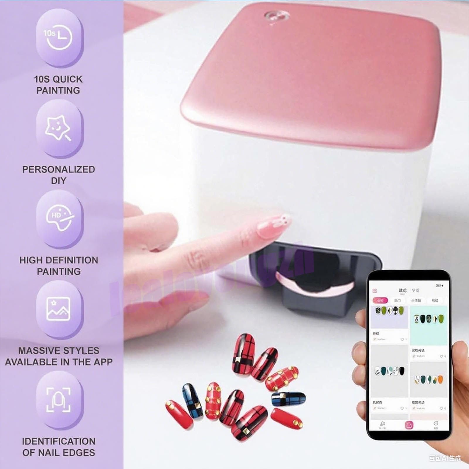 Stampante Portatile Intelligente per Nail Art - Stampante Digitale Mobile per Nail Art - Macchina 3D di qualità Professionale con 4800 Dpi | Studio di Manicure Professionale E Domestico