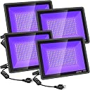 YANYCN 4 Pack 400W LED Black Light,Black Flood Light Outdoor with Plug and Switch, IP66 Waterproof 395nm to 405nm LED UV Blacklight Neon Glow for Glow Party, Halloween, Fluorescent Poster, Body Paint