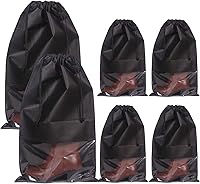 DIOMMELL 6-Pack Tall Boot Bags for Travel - Large Non-Woven Drawstring Shoe Storage Organizers with Clear Window for Women
