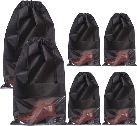 DIOMMELL DIOMMELL Set of 6 Tall Boot Bags for Travel Non-Woven with Rope for Women Large Shoe Protector Cover Storage Organizers Pouch
