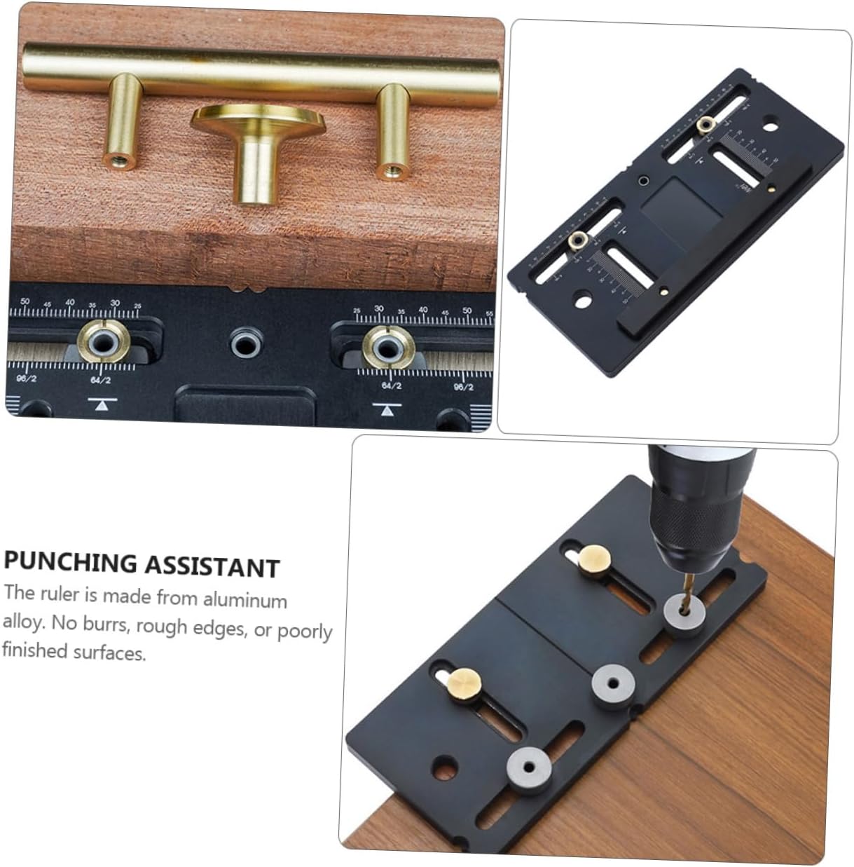 POPETPOP Adjustable Cabinet Handle Punching Locator Woodwork Punching Assistant for Quick Installation of Handles Doors and Cabinets with Scale for Accurate Spacing