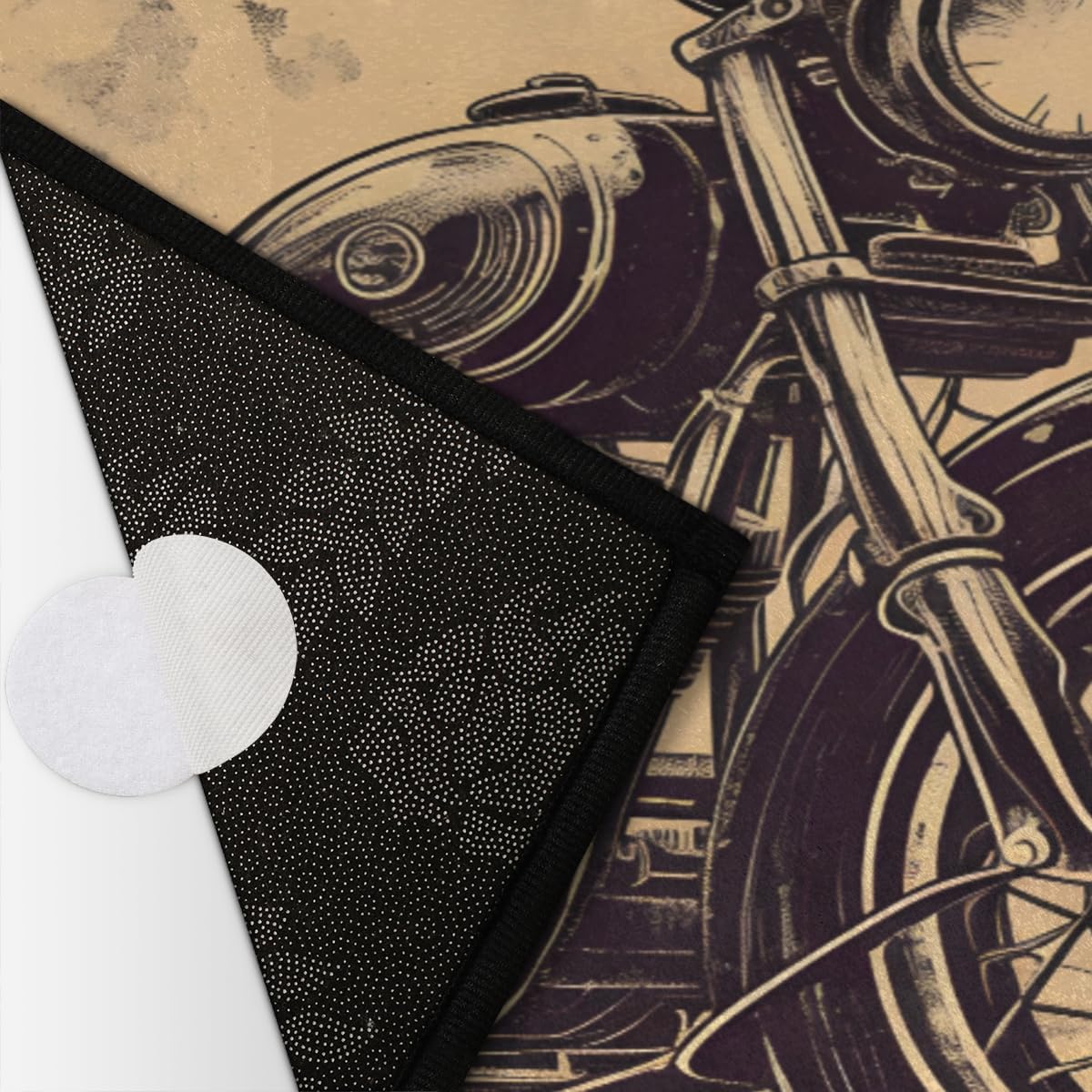 Half Round Door Mat, Vintage Motorcycles Non-Slip Half Circle Area Rug Transportation Doormat Washable Durable Home Decor Half Moon Rug for Floor Indoor Outdoor Living Room Bedroom Kitchen Patio