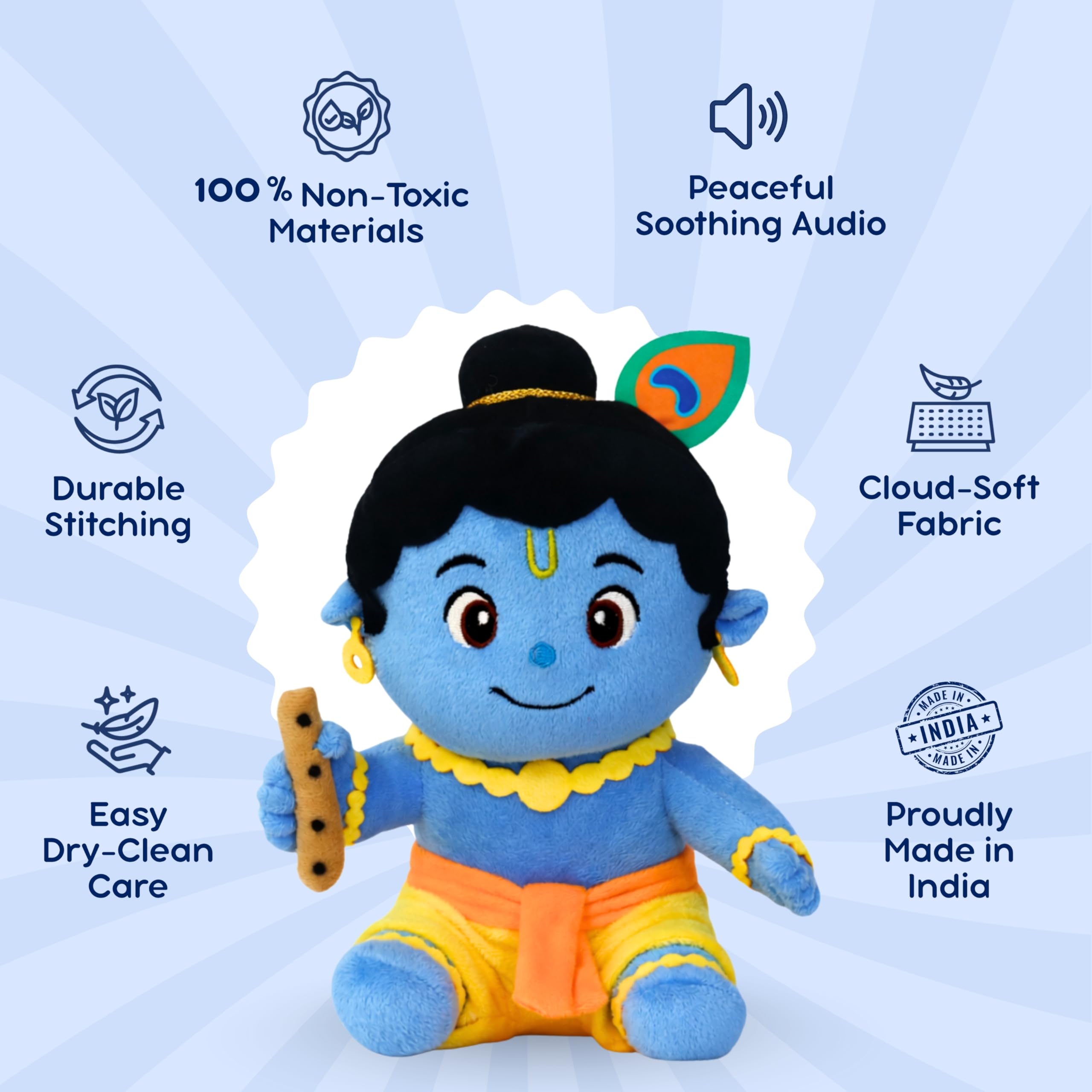 Clapstore Mantra Chanting Krishna with Meditation Mode Interactive Musical Soft Stuffed Plush Toy | Non-Toxic, Safe | Best Birthday Gift for Newborn Kids (Boys, Girls) — Amazon image 2