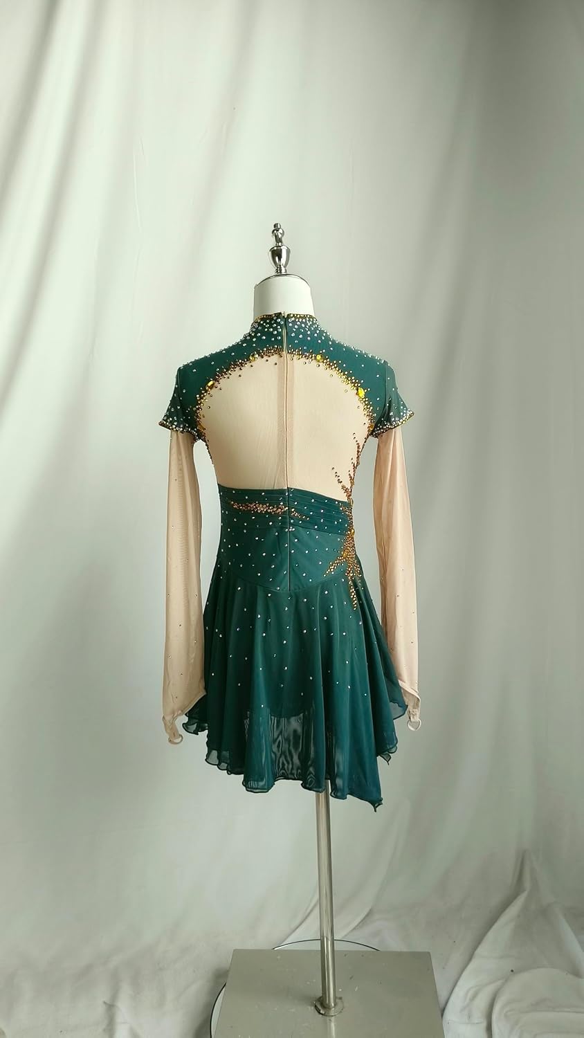 Girls' Ice Skating Dress Outfits Gradient Women's Competition Gymnastics Uniform Handmade Figure Skating Dress