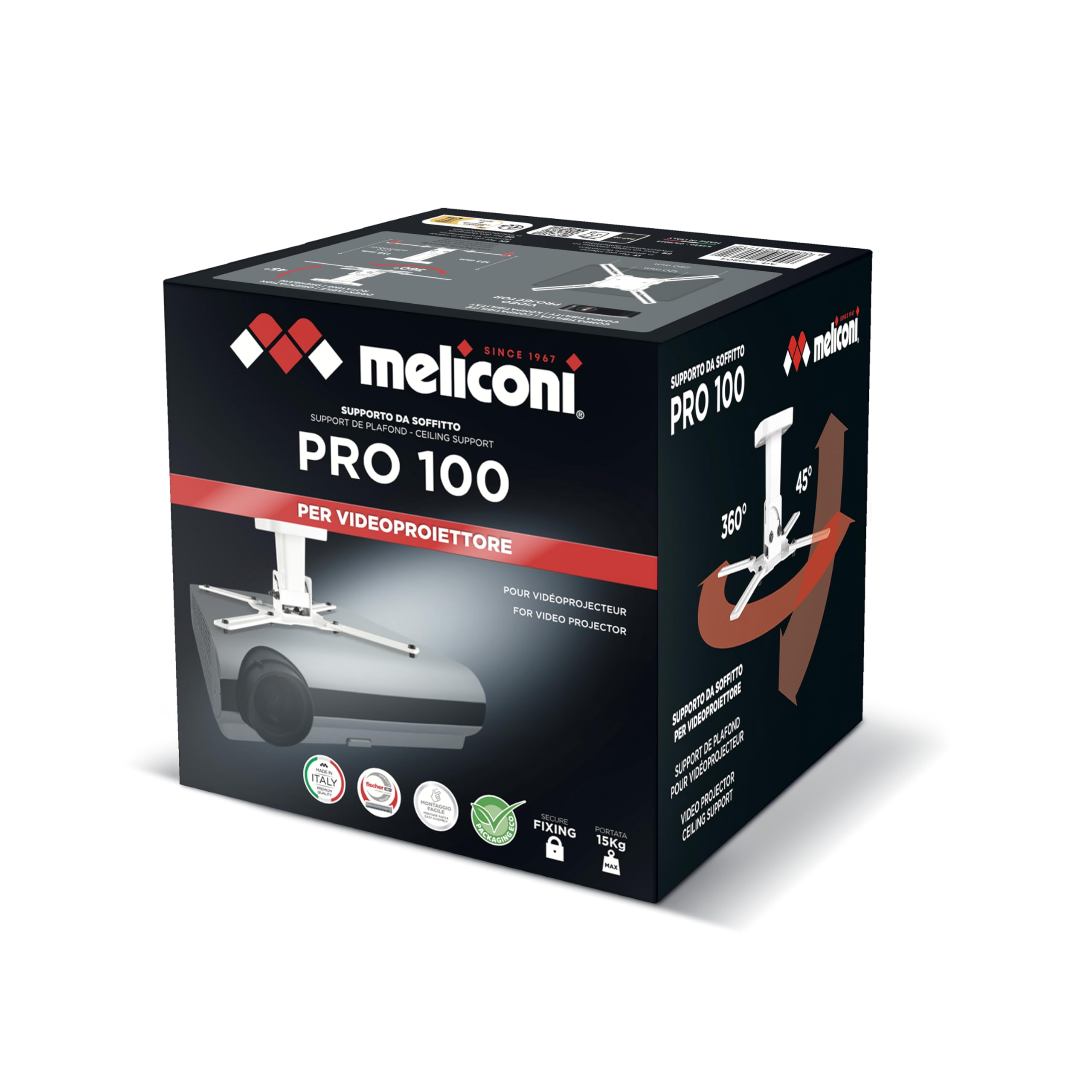 Meliconi 480804 Pro 100 Support de Fixation pour vidéoprojecteur – Blanc