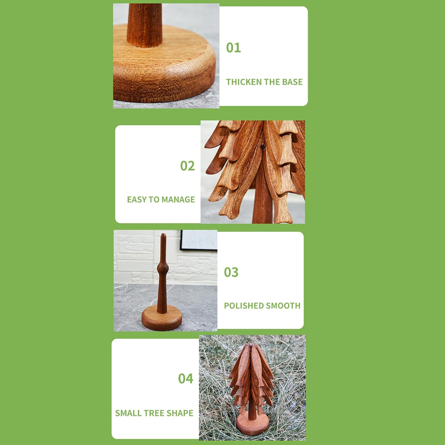 Wooden Trivet Dishes, Table Mat Set, 3.54x8.46 Inches Decorative Heat Resistant Pads with Stand, Rustic Desktop Kitchen Tabletop Protector for Cooking and Dining, Hot Pots Pans Use