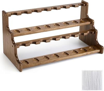Yalikop Black Walnut Wood Pipe Stand Holder for 16 Smoking Pipes