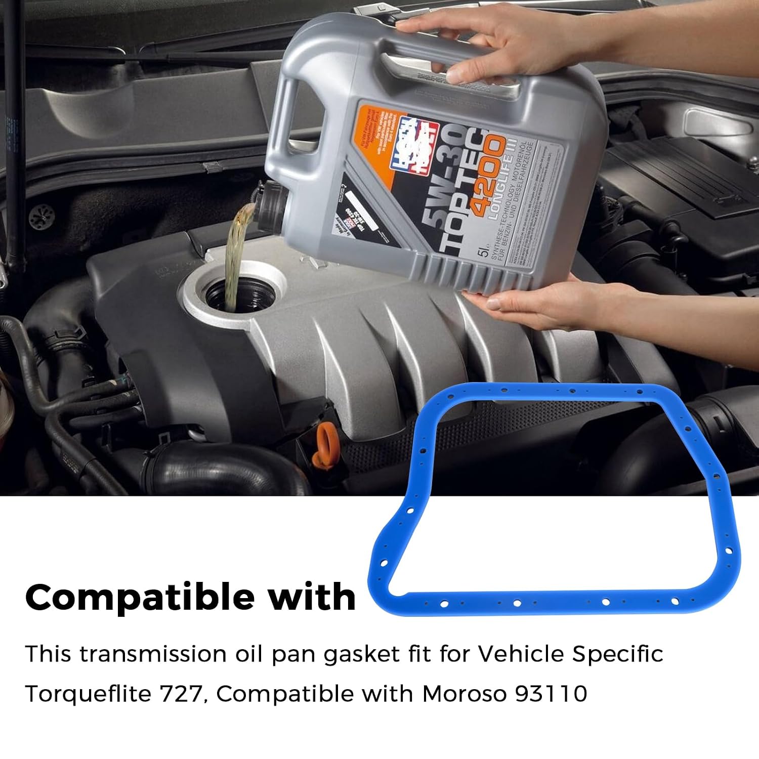 93110 Transmission Oil Pan Gasket, Compatible with Chrysler Torqueflite 727 (TF727) Transmissions, Steel Shim Inside, Replacement for 93110
