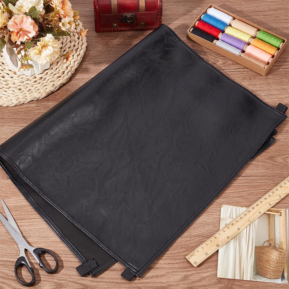 Leather Sofa Headrest Protector Recliner Head Slipcovers Black Non Slip Imitation Leather Rectangle Waterproof Pad Strap Set for Sofa Furniture Chair Recliner Home Office Cover 27 x 17 Inch