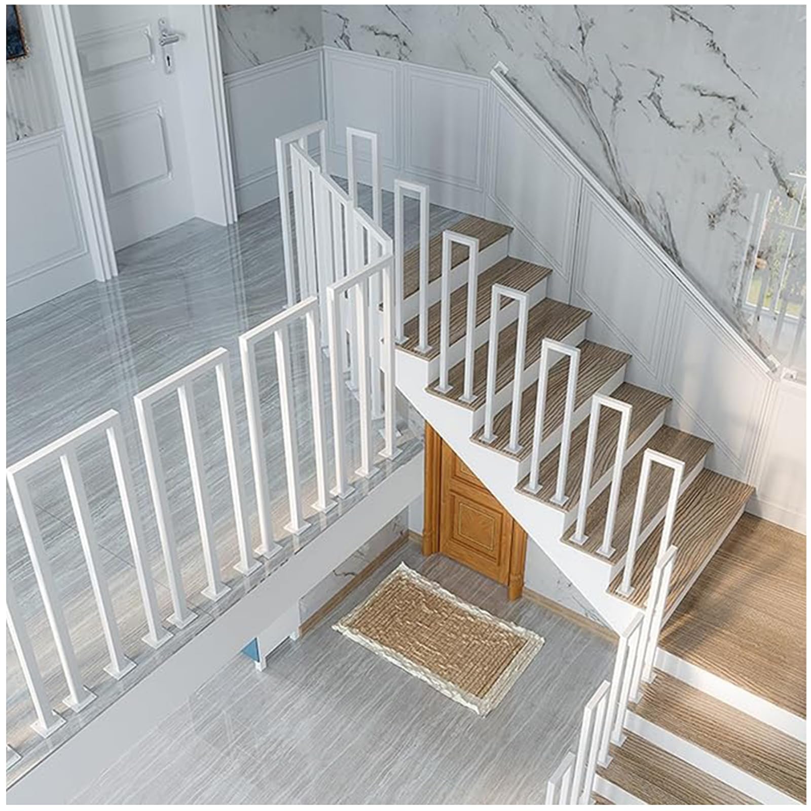 Rambarde d'escalier moderne en U en métal robuste et élégant pour bureau