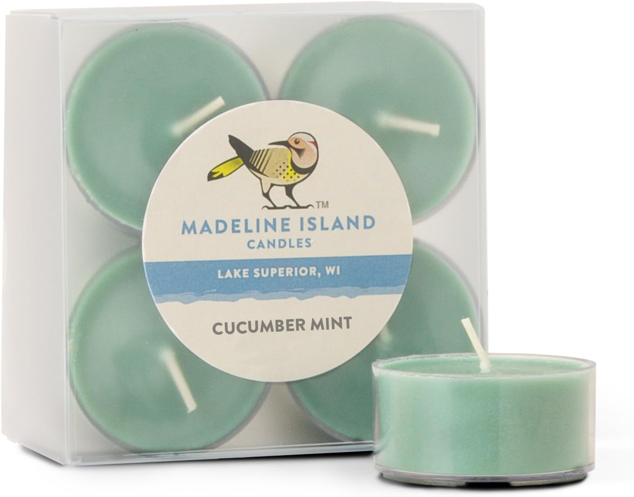 Madeline Island Candles Cucumber Mint Soy Candle - 8 Pack of Tealights