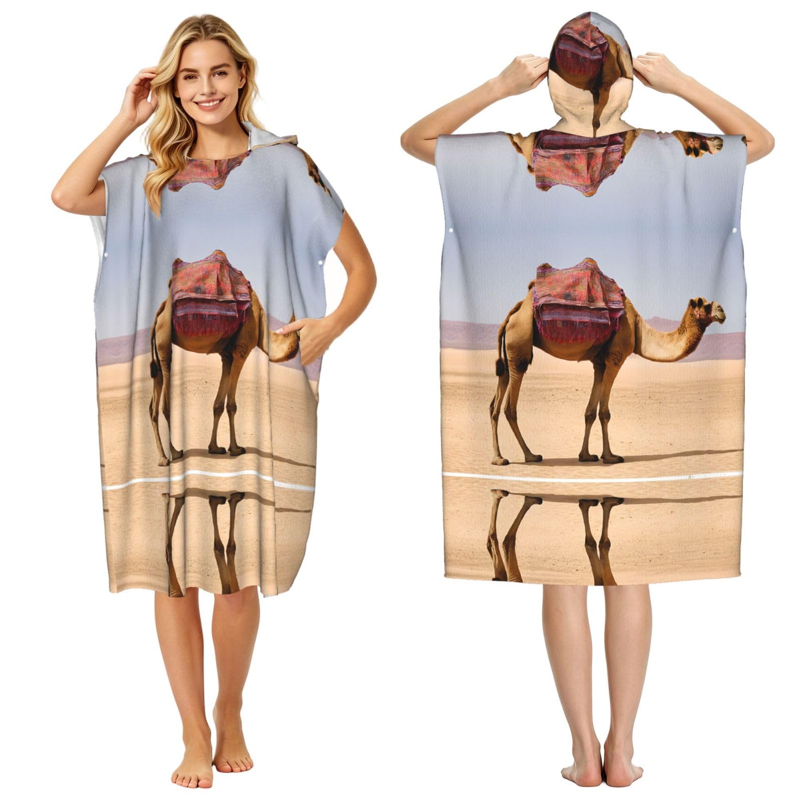 Poncho de plage microfibre imprimé désert pour vos vacances d'été et sessions surf