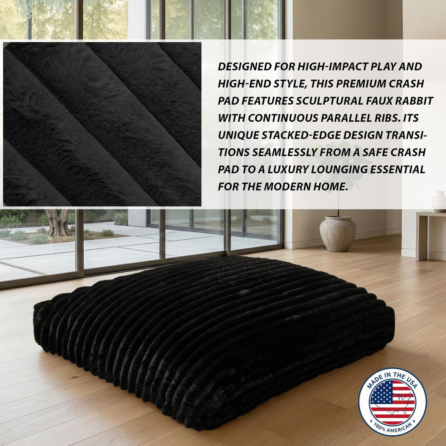 Crash Pad - Sensory Pad with Cover Foam Blocks for Kids and Adults, Ideal Gymnastics Equipment - Charcoal 60" X 60"