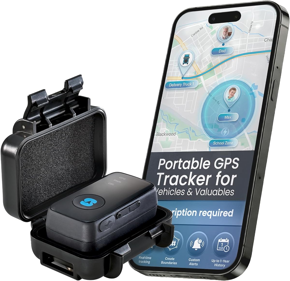 Spytec Atlas GPS Tracker for Vehicles & Kids (Subscription Required) | Up to 14-Day Battery Life | Waterproof Magnetic Case, Geofencing, Portable Real Time Mini GPS Car Tracker w/Lifetime Support