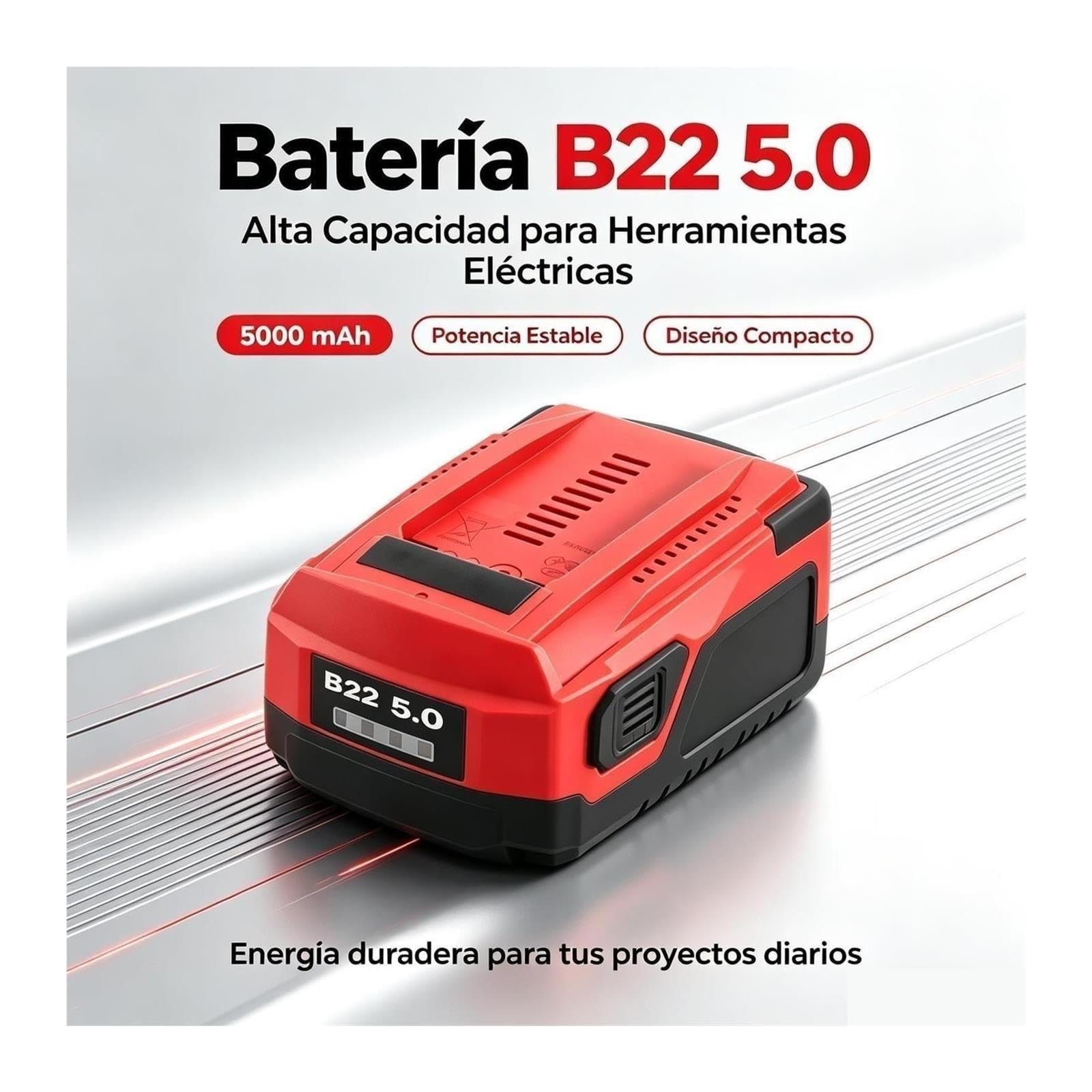 2 baterías de Iones de Litio B22 de 5000 mAh, compatibles con Hilti | Batería de herramienta eléctrica de repuesto for taladro atornillador inalámbrico y atornillador de impacto de 18V,21,6V 22V