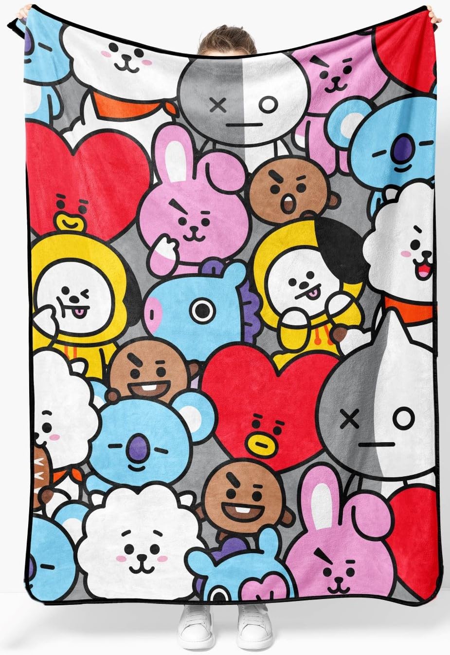 Jay Franco BT21 Line Friends Plüschdecke 117x152 Cm – Weiche Fleecedecke Für Kinder | Kuscheldecke Für Couch, Bett & Reisen