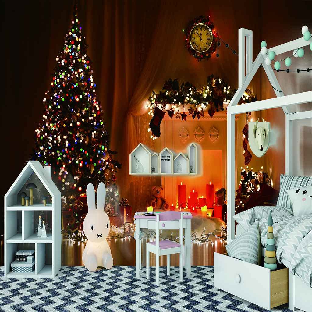 Papier peint toile 200x140 cm de Noël pour décoration murale