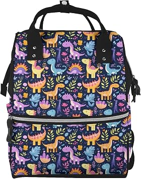 Baby Doll Diaper Bag Backpack - Cartoon Plant Dinosaur Print Mommy Bag, Tactical Infant Baby Backpack, Travel Fashion Hiking Toddler Tote Nursing Nappy Bags for Dad Mom Women Men