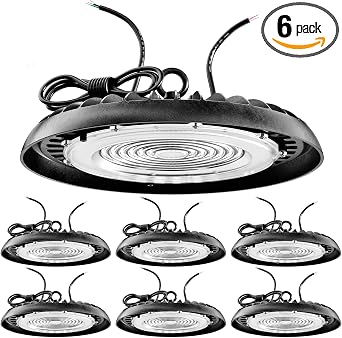 Sunco 6 Pack UFO LED High Bay Light، 200W، 28000 Lumens، 5000K مصابيح متجر تجارية فائقة السطوع قابلة للتعتيم للمستودعات والمصانع وورش العمل والجراج والحظيرة وحامل السقف وUL/DLC