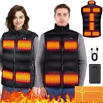 Heated Vest for Men,11-17 Heating Zones Rechargeable Heated Vest with 7.4v 16000mAh Battery for Outdoor Travel Etc