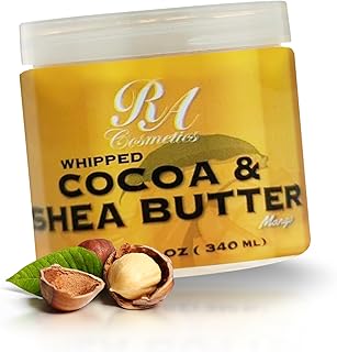 RA COSMETICS Whipped Cocoa & Shea Butter, Mango - 12oz | 100% Pure & Natural Skin Moisturizer with Coconut Oil | Vitamin-Rich Body Butter for Soft, Supple, and Radiant Skin & Healthy Hairs