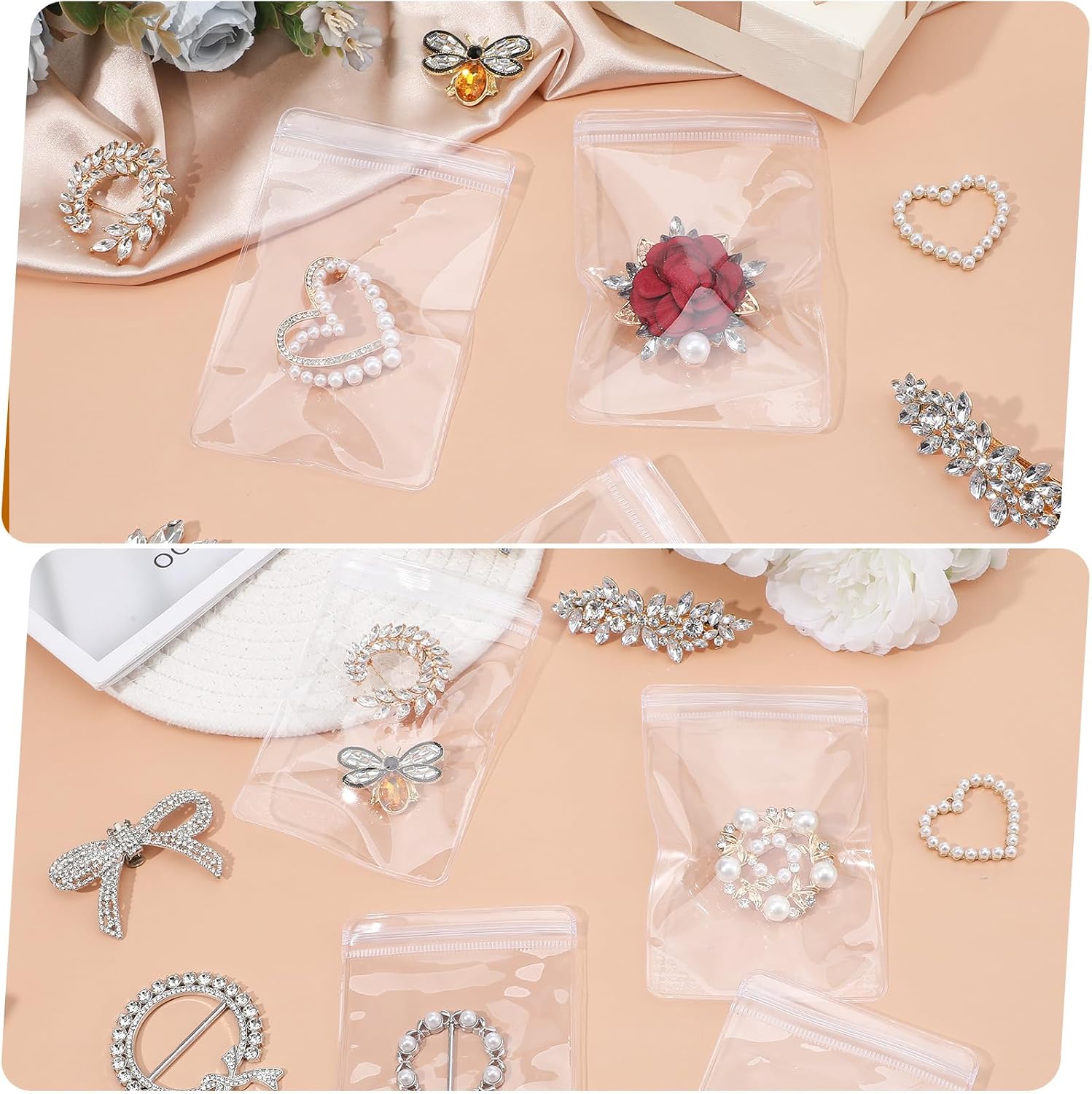 Ymapinc 20Pcs Anti Tarnish Jewelry Bags, 4.72 x 3.15 inch Small Clear Plastic Storage Bags, Travel Jewelry Pouch Organizer Tangle Free for Earring Bracelet Chain Ring Necklace Wrist Watch