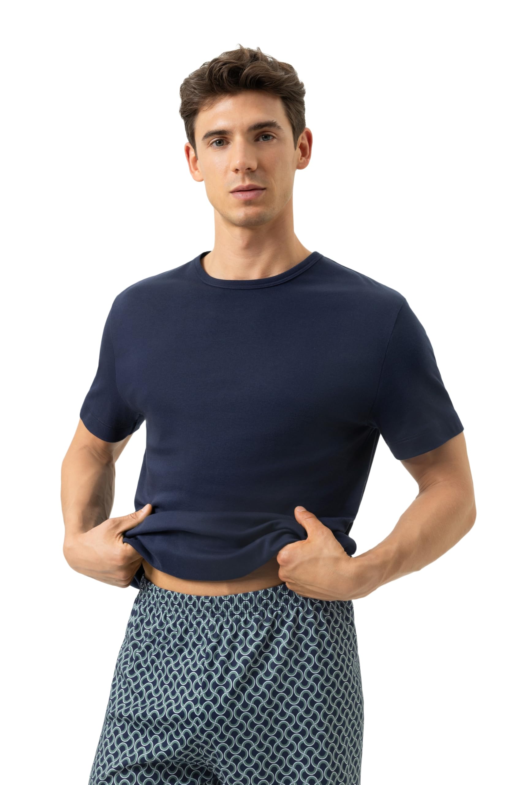 Mey Herren Anzug kurz: 2-teiliger kurzer Pyjama, Legere Passform, Unifarbenes Shirt mit Brusttasche, Kurzarm, Rundhalsausschnitt, Serie Curves
