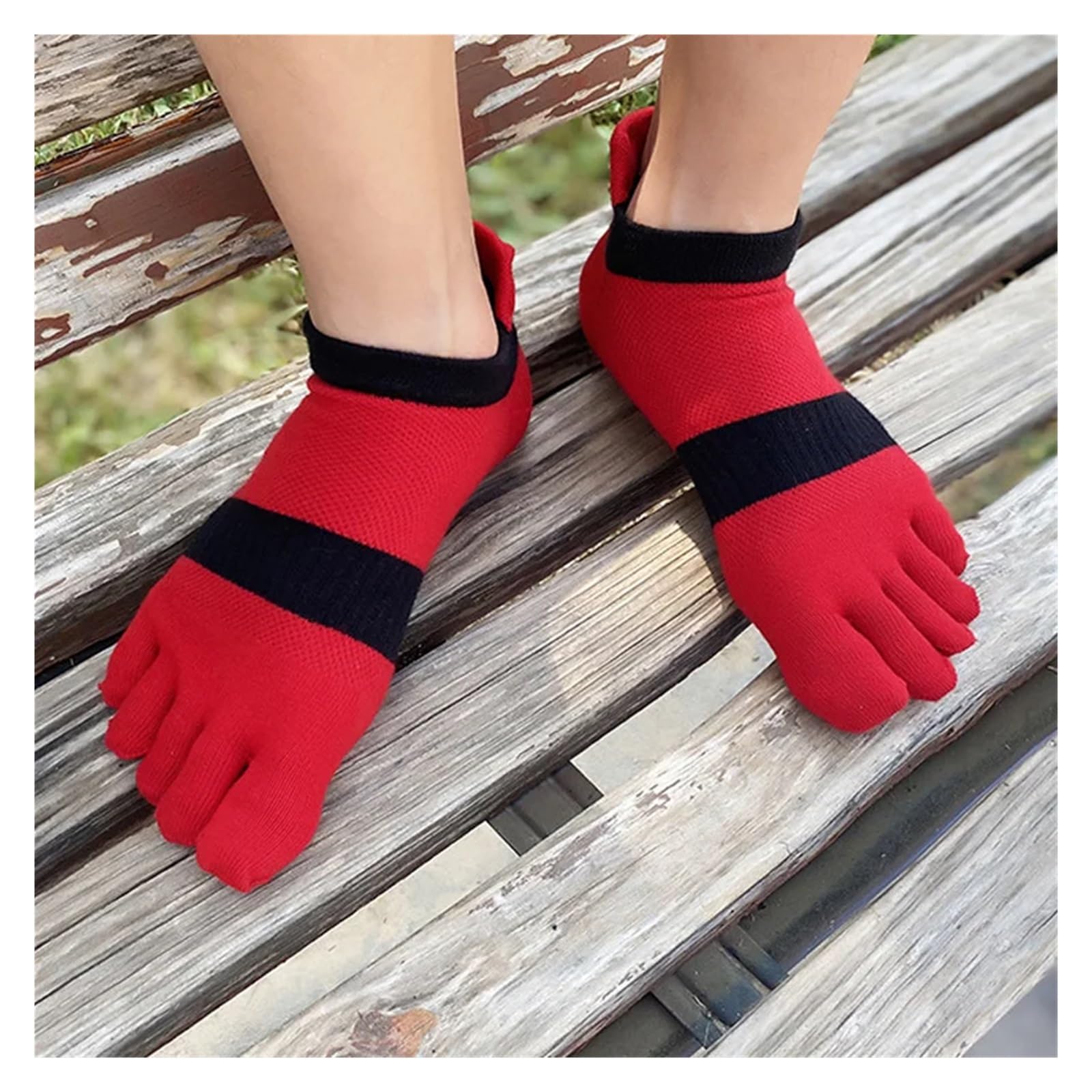Herrensocken aus Baumwolle mit fünf Zehen | Mehrfarbig, Größe 42, 5 Paar: for Herren, for No-Show-Sportarten, Laufen, Wandern, Büro