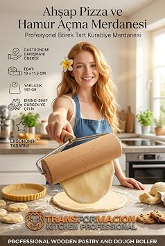 Transformacion Pizza Merdanesi - Profesyonel Ahşap Saplı Hamur Açma Merdanesi - 722661