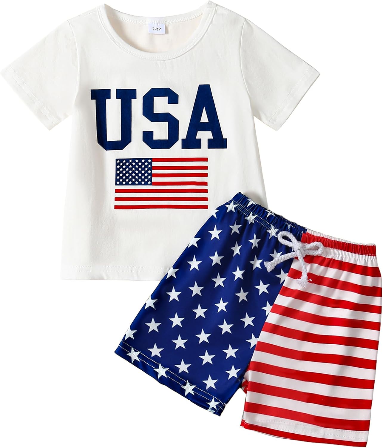 Toddler Boy 4th of July Outfit Short Sleeve T-shirt Top+American Flag Shorts Boy Independence Day Clothes
