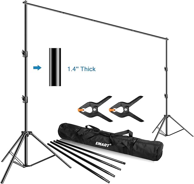 EMART Backdrop Stand Kit, 3x3.6m (10 x 12ft) Large Background Support System Adjustable Photography Stand for Video Studio Party Wedding Decoration
