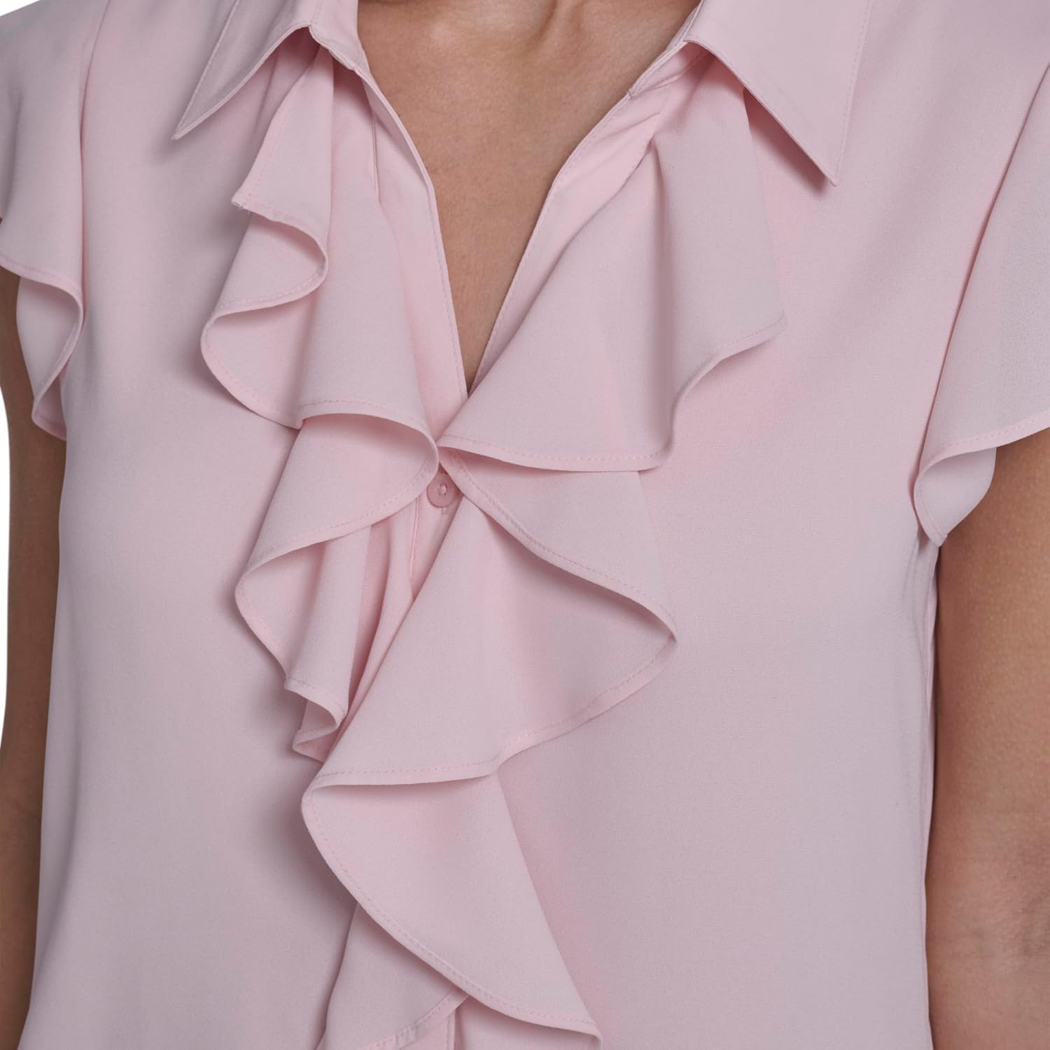 Calvin Klein Women's Cap Sleeve Ruffle Front Blouse