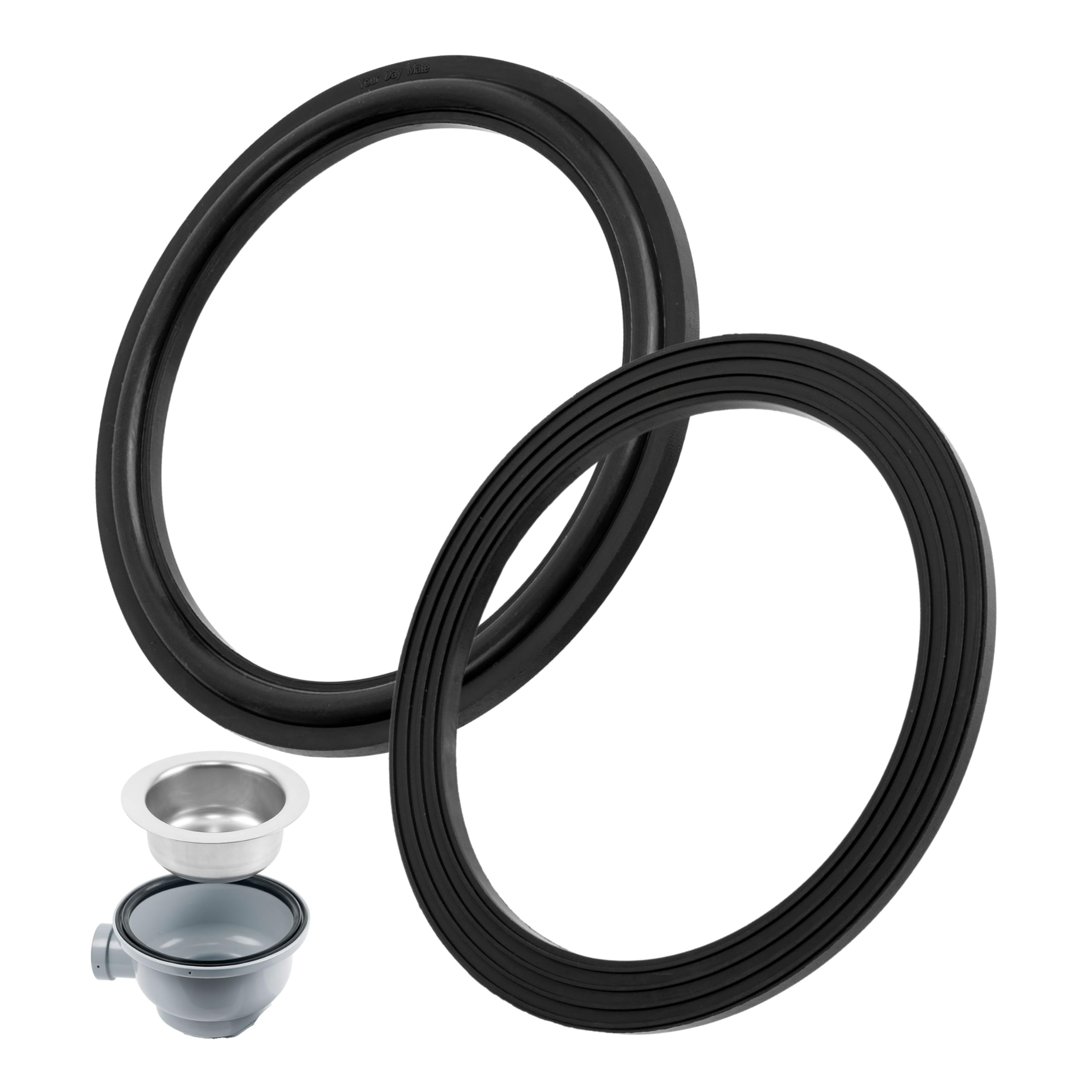 Profile seal for strainer basket drain, 2 pieces, Ø 109 x 88 x 3.7 mm, for 3 1/2" fittings, compatible with BLANCO, FRANKE, VIEGA, IKEA, etc., kitchen tap seal set, lip seal valve drain