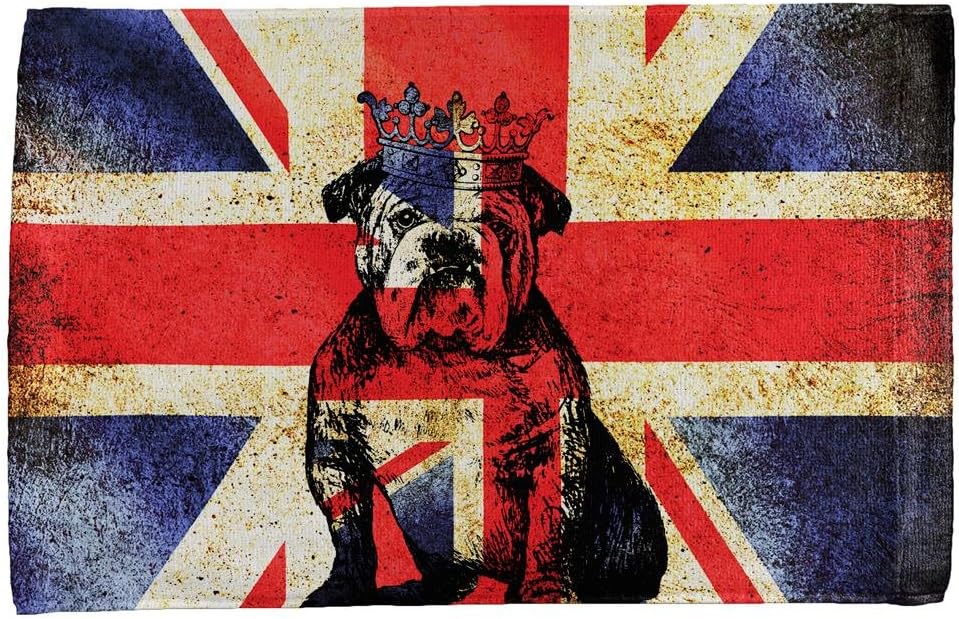 Animal World English British Bulldog Crown Grunge Flag All Over Hand Towel Multi Standard One Size