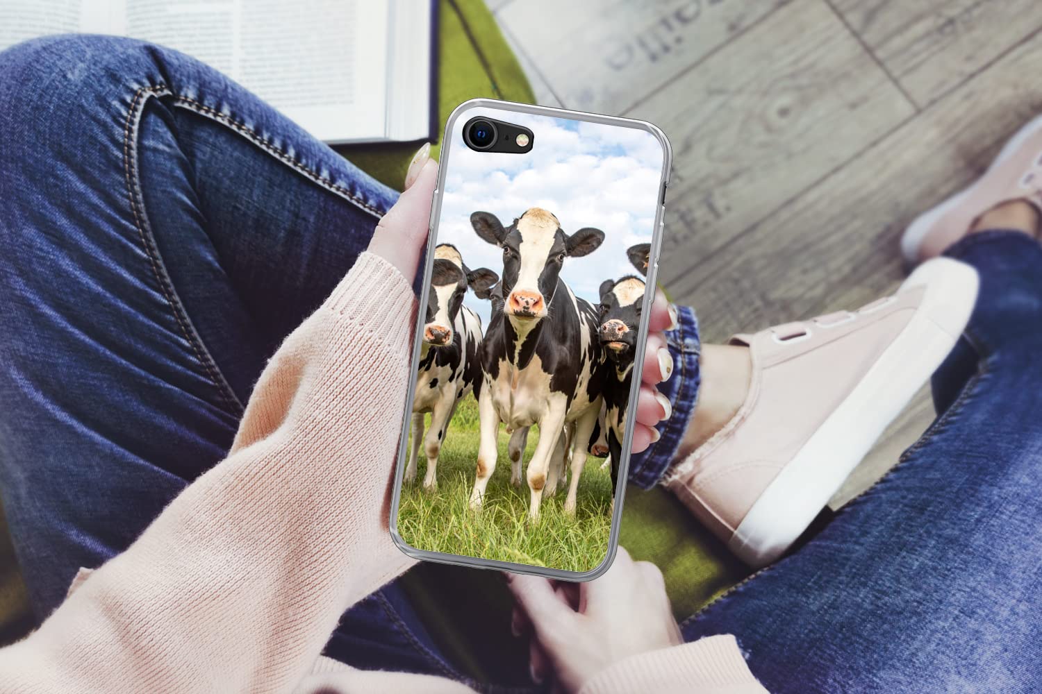 MuchoWow Funda para iPhone 8 - Vacas - Pastos - Animales - Naturaleza - Hierba - Funda de Silicona/Funda Blanda para teléfono móvil