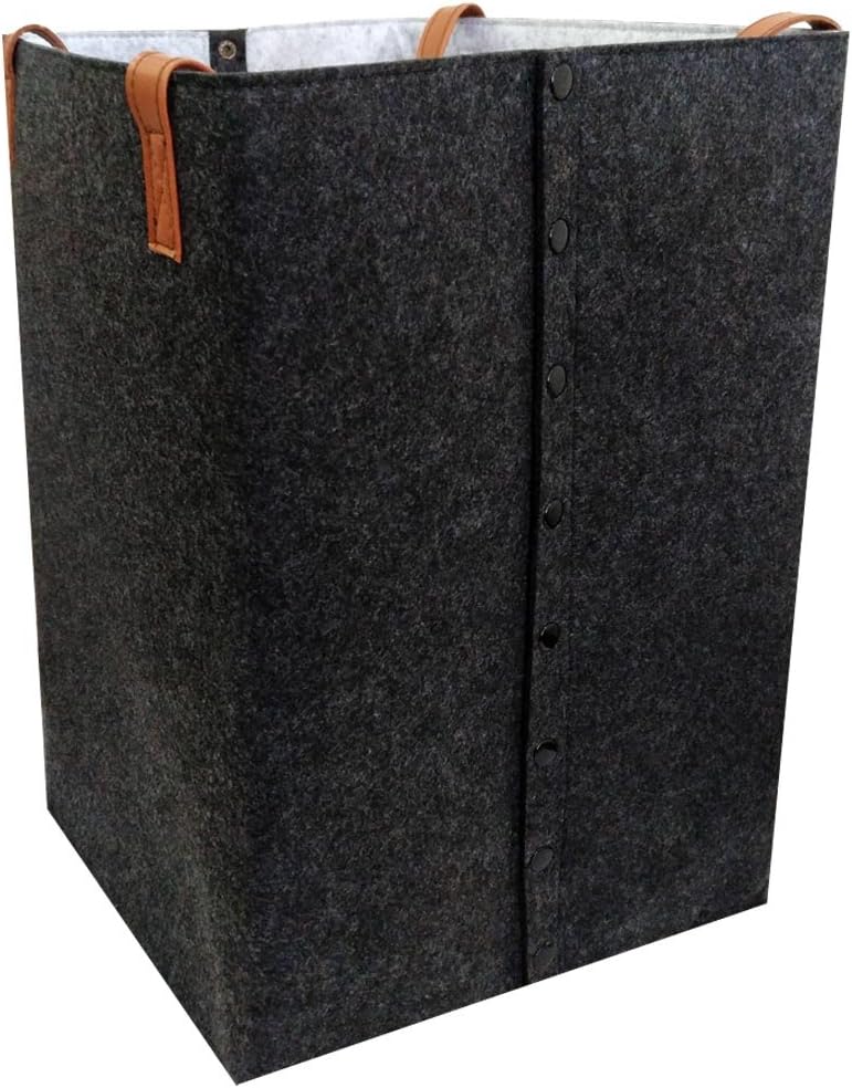 Felt Storage Baskets with Handles Fabric Laundry Bin Gray