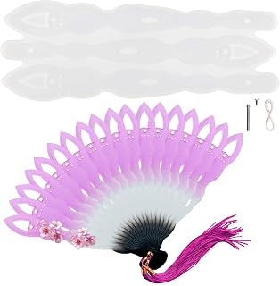 Funshowcase Fancy Fan Resin Casting Mold 8inch Life Size Stick with Thread and Nail Set