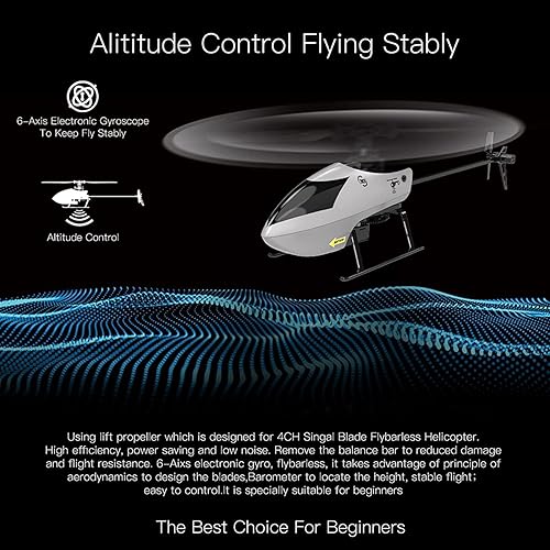 Miniatura 5 de GoolRC Helicóptero RC C129 V2 helicóptero de control remoto de 4 canales con giroscopio de 6 ejes avión RC de 24 GHz con giros 3D retención de