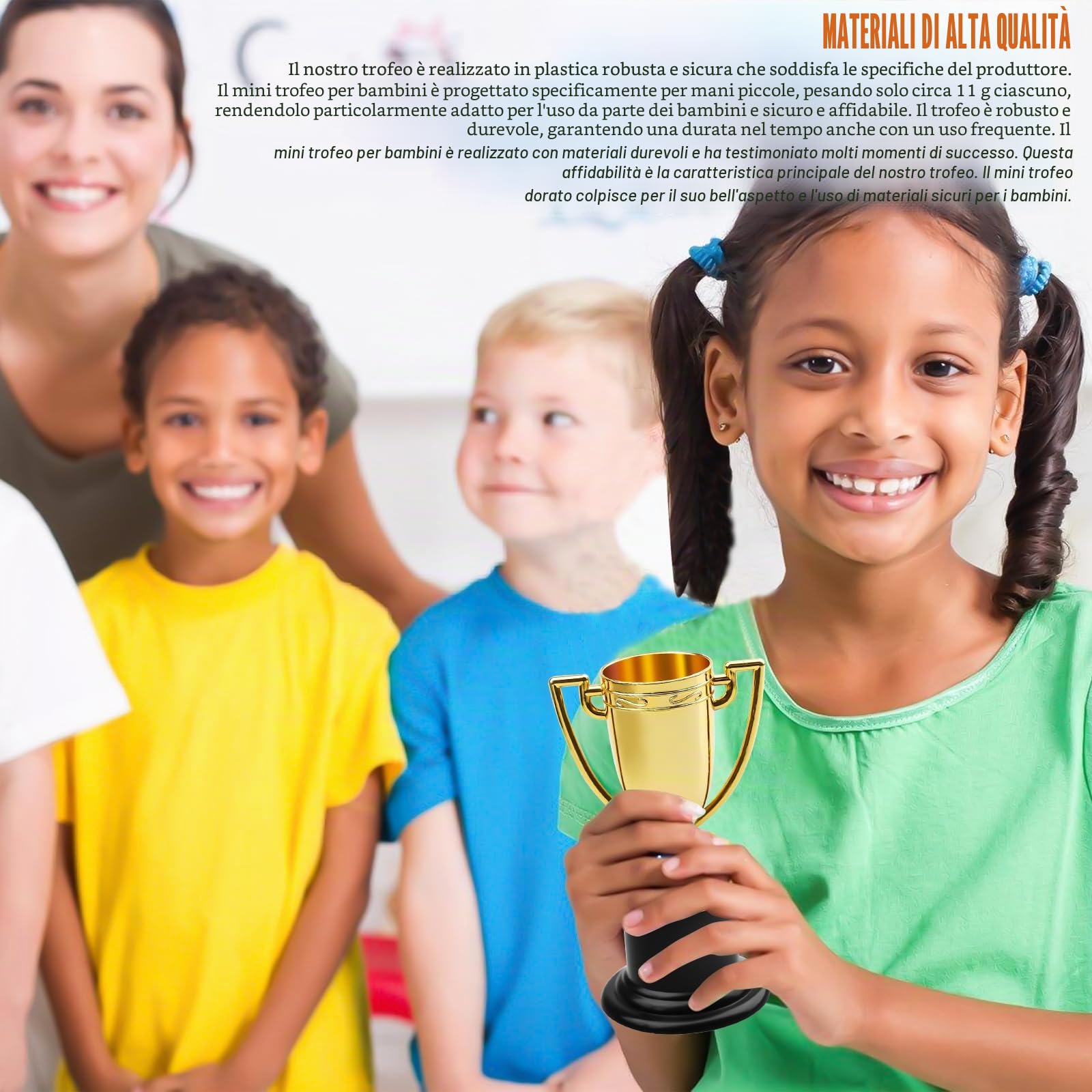 Coppa Trofeo GOEDCH 16 Pezzi: Mini Trofei per Bambini, Mini Trofeo Oro, Mini Trofei Vincitori in Plastica per Compleanni dei Bambini, Mini Trofei per Classi, Scuole, Ricompense, Accessori
