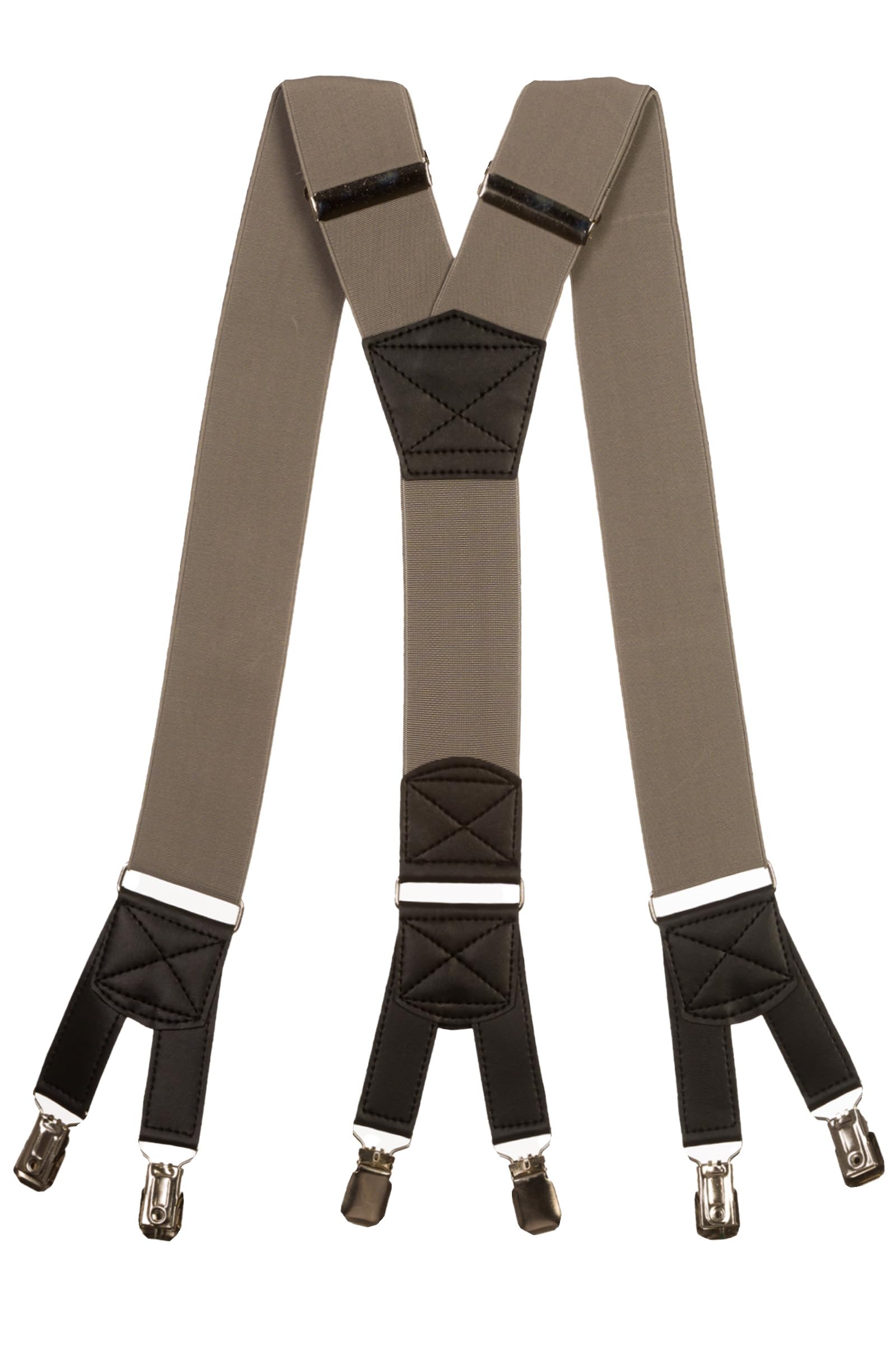 Olata Men's Extra Wide Heavy Duty Y-Shape Braces/Suspenders with Six Clip Design - 5cm. Grey